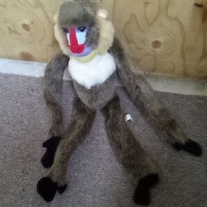 Plush Baboon Toy with Multicolor Face